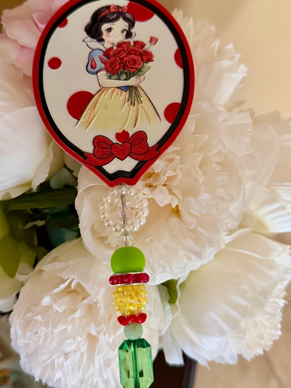 Kids Snow White Beaded mirror- Red, Green, Yellow